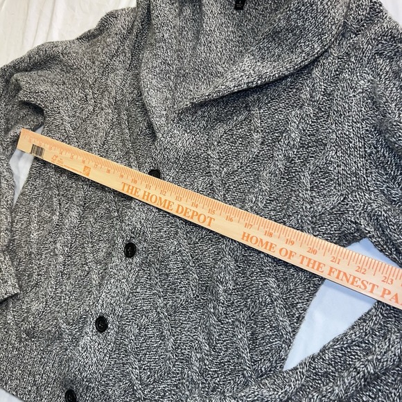 Men's Banana Republic Cable Knit Shawl Collar Button Up Cardigan Grey Size Large - Picture 4 of 7